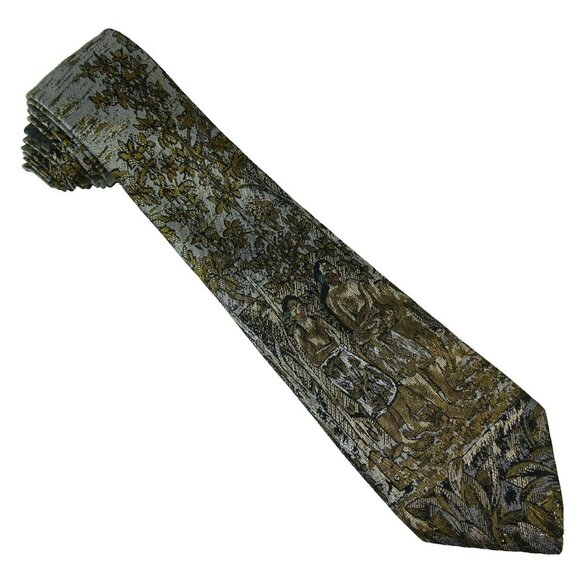 Hawaiian Polynesian Girls Tie Brown Island Women Necktie Made in Italy - Picture 2 of 4